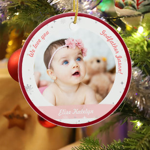 Ornamento De Cerâmica Foto de Gêmeos Menino e Menina no Primeiro Natal d