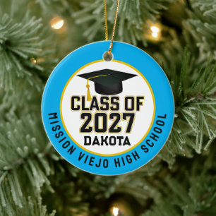 Ornamento De Cerâmica Foto de Graduação da Turma de 2027 Letterman