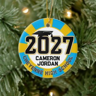 Ornamento De Cerâmica Foto de Graduação da Turma de 2027 Letterman