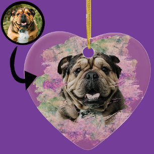 Ornamento De Cerâmica Foto de Lover-do-cão Lilac-Rosa-Rosa Úmido de Grun