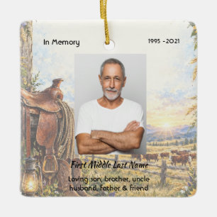 Ornamento De Cerâmica Foto de Memorial Oração Cowboy Fazendeiro Pecuaris
