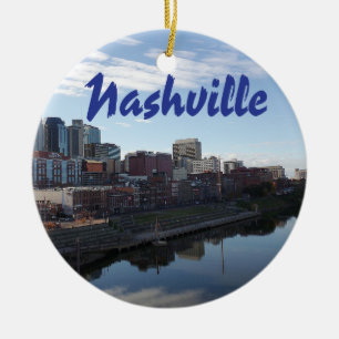 Ornamento De Cerâmica Foto de Nashville Tennessee com skyline da cidade
