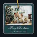 Ornamento De Cerâmica Foto de Natais vintages Elegantes<br><div class="desc">Natais vintages Elegante Ornament Cerâmico de Foto</div>