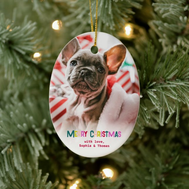 Ornamento De Cerâmica Foto de Natal brilhante e alegre (Árvore)