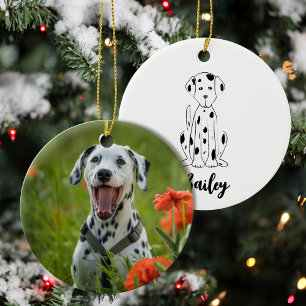 Ornamento De Cerâmica Foto de Natal Cachorro Cachorro Cachorro Dalmacian