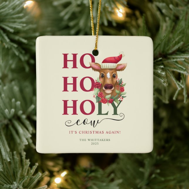 Ornamento De Cerâmica Foto de Natal da Santa Vaca (Árvore)