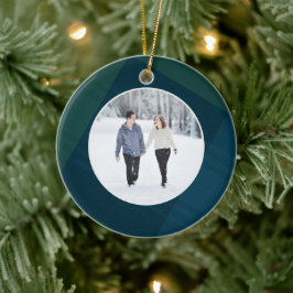 Ornamento De Cerâmica Foto de Natal da xadrez clássica casada