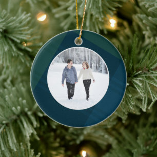 Ornamento De Cerâmica Foto de Natal da xadrez clássica casada
