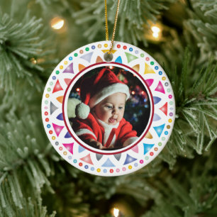 Ornamento De Cerâmica Foto de Natal de 1rua do bebê Vidro manchado em Br