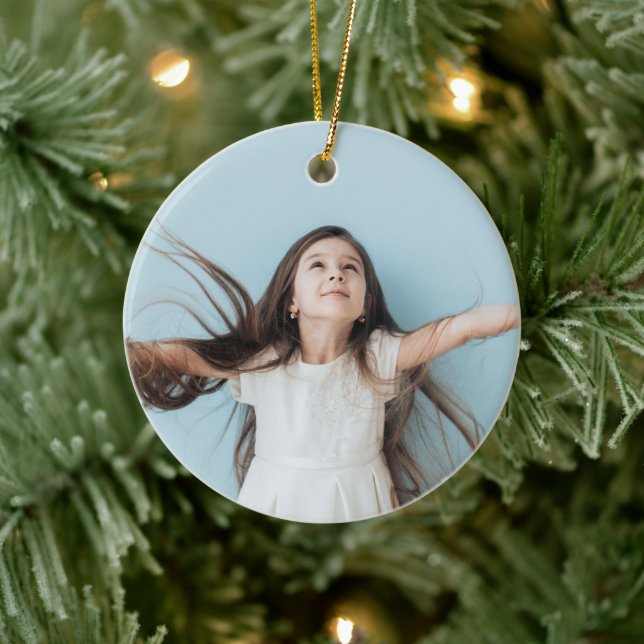 Ornamento De Cerâmica Foto de Natal de Elegância Floral Botânica (Árvore)