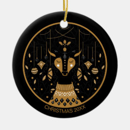Ornamento De Cerâmica Foto de Natal de Reindeer Personalizada