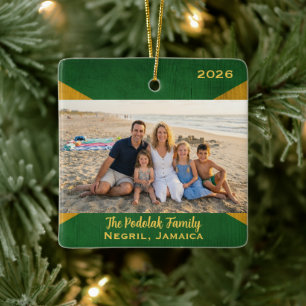Ornamento De Cerâmica Foto de Natal de Viagem Personalizada para Praia d