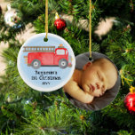 Ornamento De Cerâmica Foto de Natal do Fire Truck Baby de 1rua<br><div class="desc">Fire Truck Baby 1rua de Natal Ornamento de Guarda de Fotos * Os produtos de coordenação estarão disponíveis no nosso compro. Entre em contato conosco se precisar deste design aplicado a um produto específico para criar seu próprio item de correspondência exclusivo! Muito obrigado por ter visto um DoodleLulu até 2...</div>