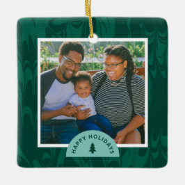 Ornamento De Cerâmica Foto de Natal do Pinus Marbled