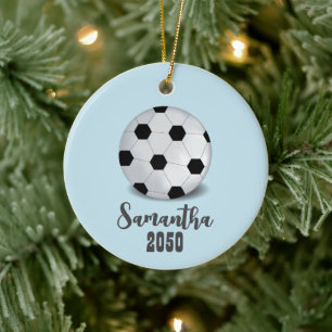 Ornamento De Cerâmica Foto de Natal Esportes Simples Bola de Futebol Cut
