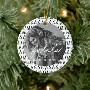 Ornamento De Cerâmica Foto de Natal FA LA Black & White