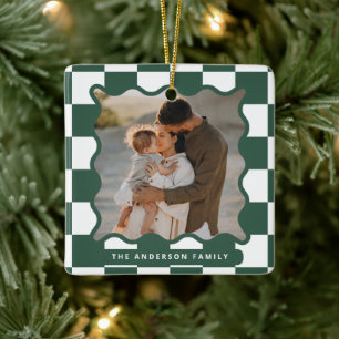 Ornamento De Cerâmica Foto de Natal mínima do controlo moderno das ondas