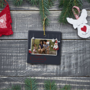 Ornamento De Cerâmica Foto de Natal Moderno e Feliz