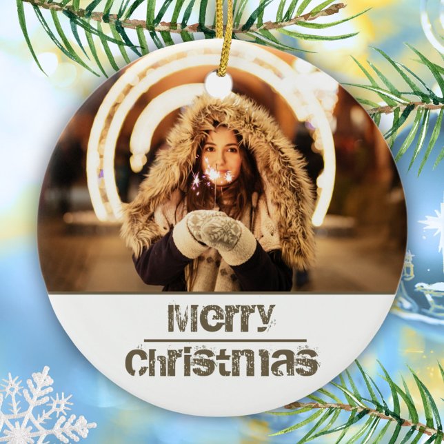 Ornamento De Cerâmica Foto de Natal Moderno Personalizada (Criador carregado)