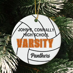 Ornamento De Cerâmica Foto de Natal nas costas de Volei da Varsity Laran