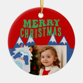 Ornamento De Cerâmica Foto de Natal para Crianças Imaginosas do Retro Ye