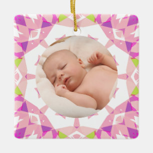 Ornamento De Cerâmica Foto de Natal Personalizada de Pastéis Bonito Suav
