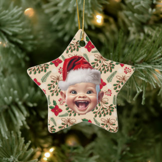 Ornamento De Cerâmica Foto de Natal Personalizada do Primeiro Bebê do Pa