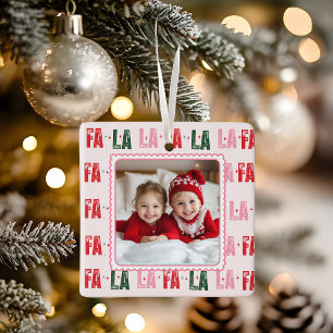 Ornamento De Cerâmica Foto de Natal Personalizada Fa La La