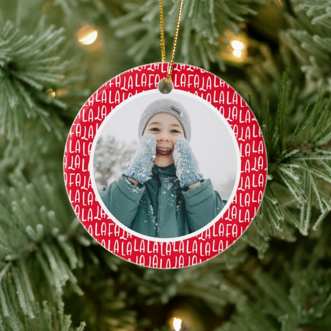 Ornamento De Cerâmica Foto de Natal personalizada, vermelha e bonita (Árvore)