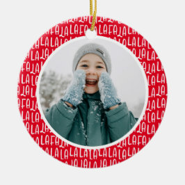 Ornamento De Cerâmica Foto de Natal personalizada, vermelha e bonita