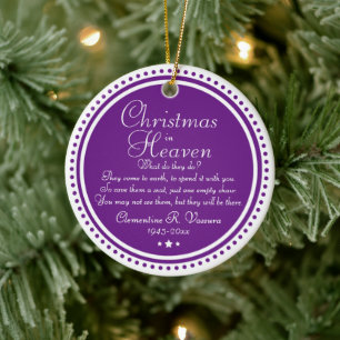 Ornamento De Cerâmica Foto de Natal Roxo Memorial no Céu