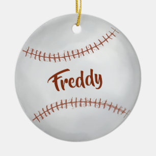 Ornamento De Cerâmica Foto de Natal Simples sobre Baseball Sports