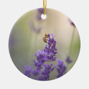 Ornamento De Cerâmica Foto de Natureza da Abelha de Flor lavanda