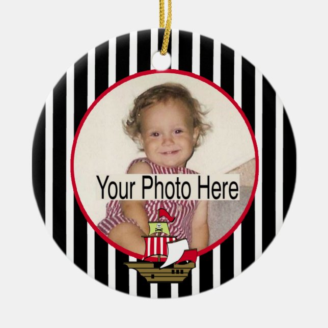 Ornamento De Cerâmica Foto de navio pirata (Frente)