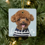 Ornamento De Cerâmica Foto de Pet de Corações Simples Reproduzível Moder<br><div class="desc">Este design simples e clássico é composto por tipografia serif e adiciona uma foto personalizada do seu animal de estimação.</div>