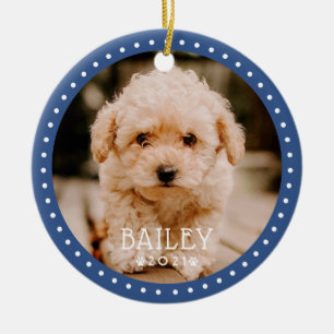 Ornamento De Cerâmica Foto de Pet Dog Puppy Paw, pontos modernos e lúdic