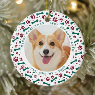 Ornamento De Cerâmica Foto de Pet Personalizada de Natal Imprime Cão Fes