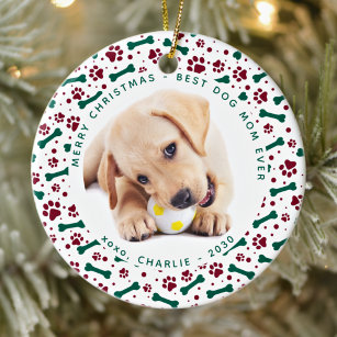 Ornamento De Cerâmica Foto de Pet Personalizada MOM de Natal