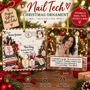 Ornamento De Cerâmica Foto de Postcard de Natal Personalizado para Técni