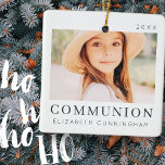 Ornamento De Cerâmica Foto de Primeira Comunhão Personalizada por Chic M<br><div class="desc">Design é composto por tipografia quic moderna com sans serif e serif font. Adicione uma foto personalizada do seu filho/filha e ano.</div>