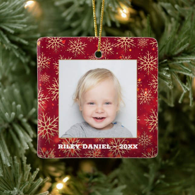 Ornamento De Cerâmica Foto de quadro Snowflake (Árvore)