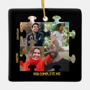 Ornamento De Cerâmica Foto de quebra-cabeça personalizada Você me comple