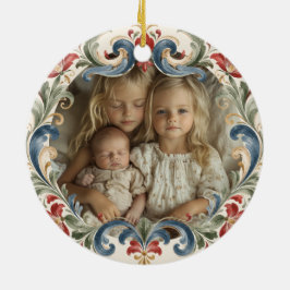 Ornamento De Cerâmica Foto de Rosemaling de Natal Norueguês 