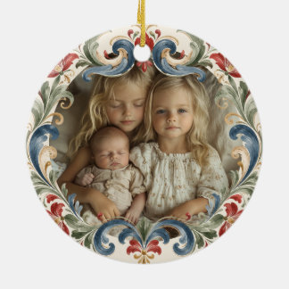 Ornamento De Cerâmica Foto de Rosemaling de Natal Norueguês