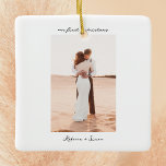 Ornamento De Cerâmica Foto de script minimalista simples<br><div class="desc">Ornamento Simples e Minimalista de Foto Cerâmica</div>