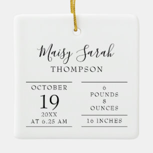 Ornamento De Cerâmica Foto de Stats de Bebê Elegante Moderno