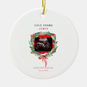Ornamento De Cerâmica Foto de Ultrassom Esperada Chegada ao Natal