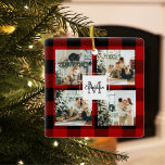 Ornamento De Cerâmica Foto de Xadrez e Colagem Red Buffalo com Inicial<br><div class="desc">Adote o charme eterno da Xadrez Red Buffalo e crie uma obra-prima personalizada com nossa Foto Collage com o Produto Personalizado Inicial, disponível exclusivamente no Zazzle! Quer você esteja procurando por um presente exclusivo ou uma adição impressionante ao seu decoro doméstico, este item personalizável é perfeito para adicionar um toque...</div>