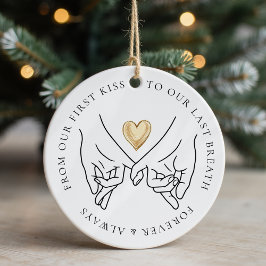 Ornamento De Cerâmica Foto do Aniversário do Casamento para Sempre