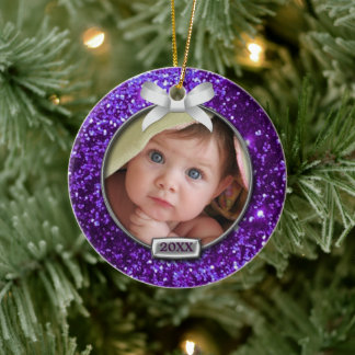 Ornamento De Cerâmica Foto do Arco Sparkle Purple/Silver